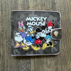 Disney Mickey Mouse Kids Wallet - Black with Colorful Characters